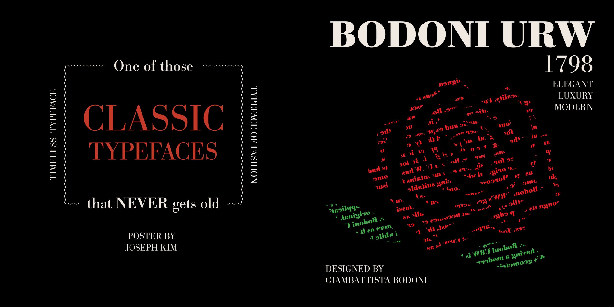 Bodoni URW rose poster